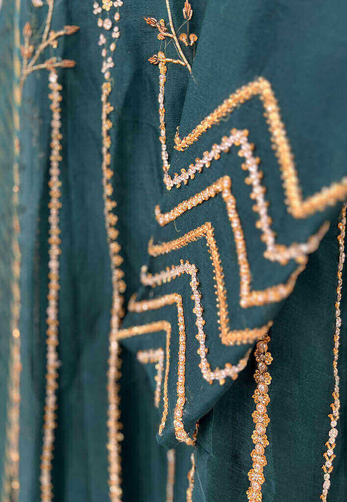 Mahnoor-with-Ruffled-Gown-and-Dupatta-Deep-Green-Image-One