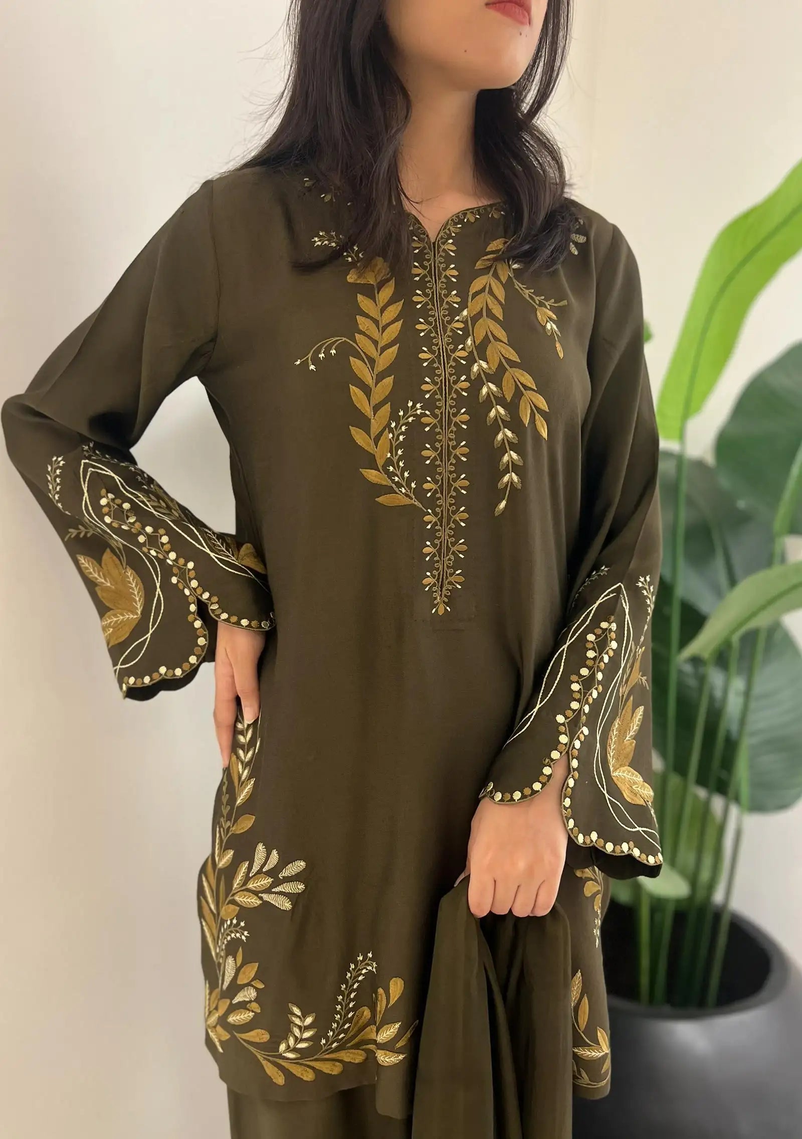Olive with Shalwar & Dupatta