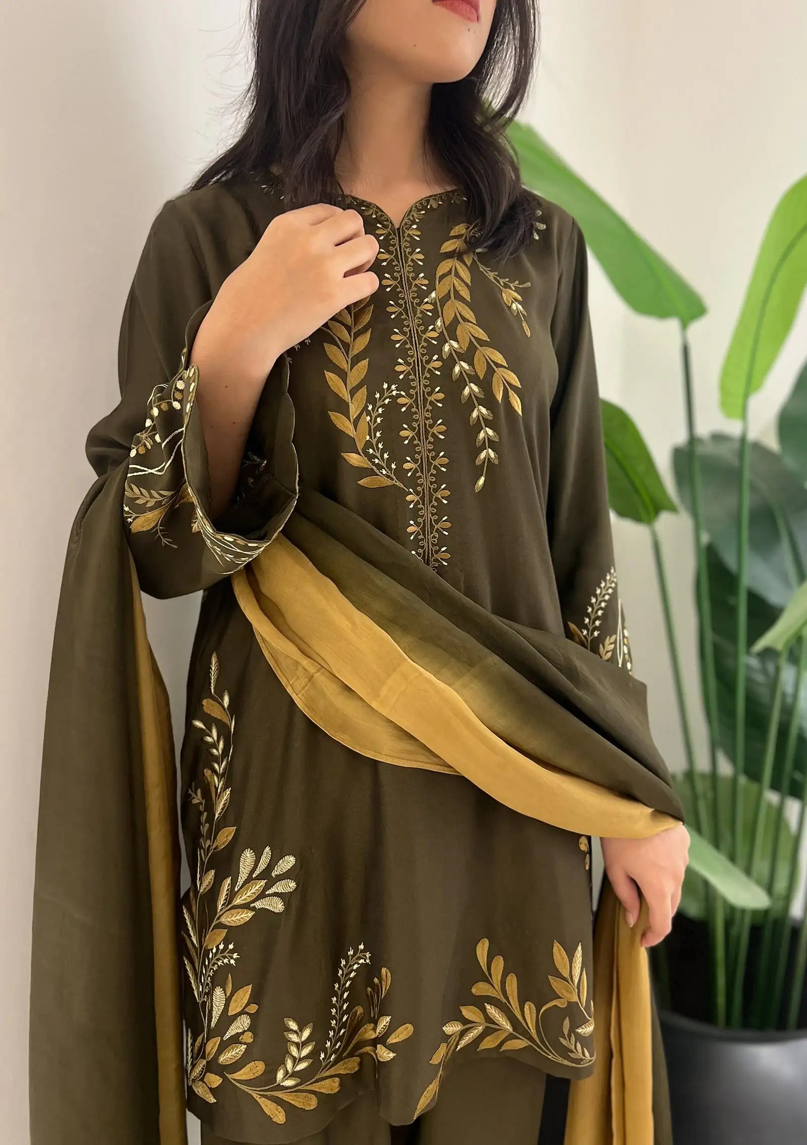 Olive with Shalwar & Dupatta
