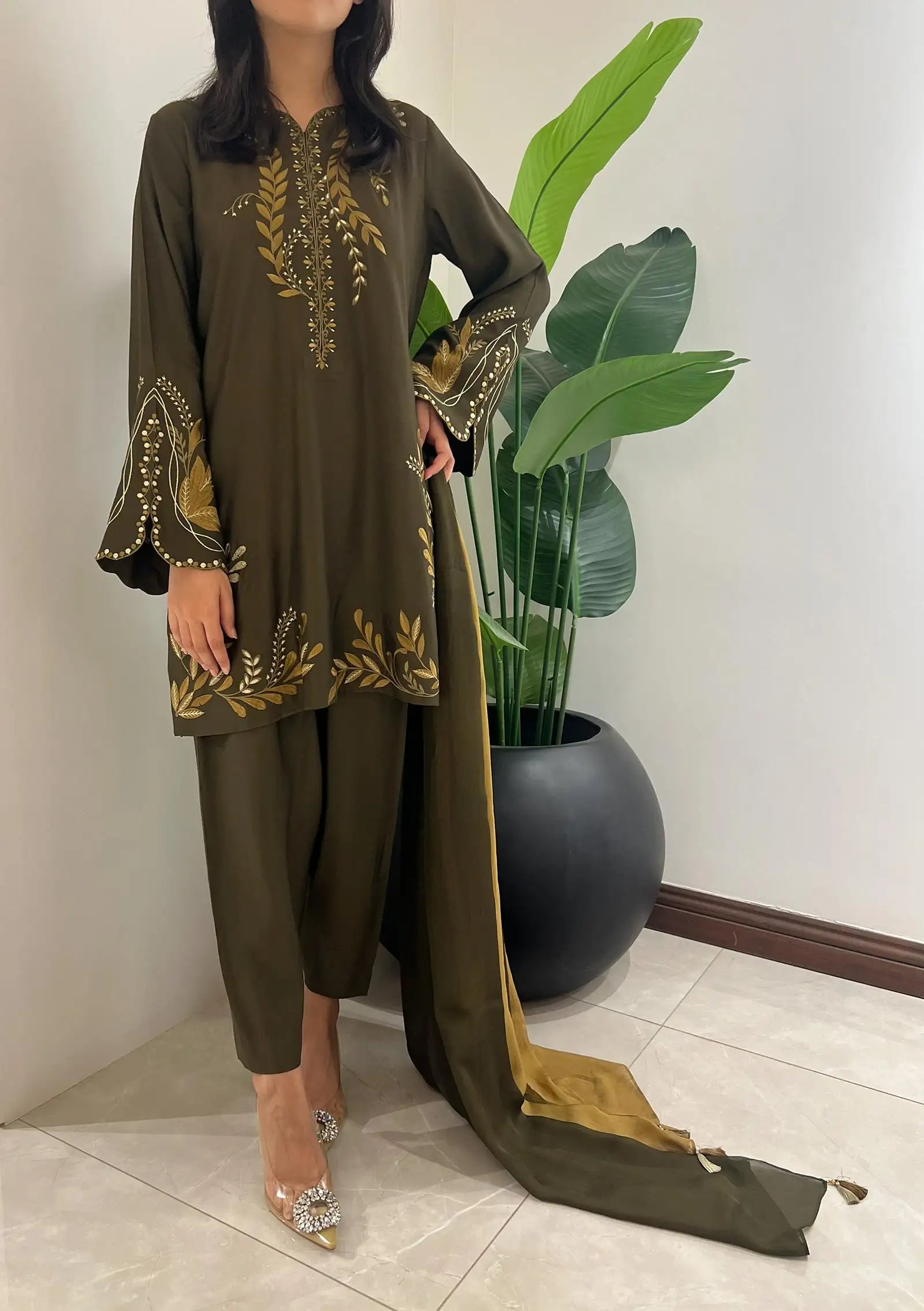Olive with Shalwar & Dupatta