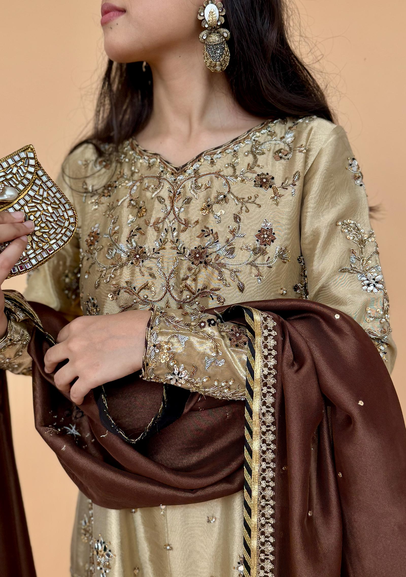 Zoya with Crushed Dhaka Pants & Dupatta