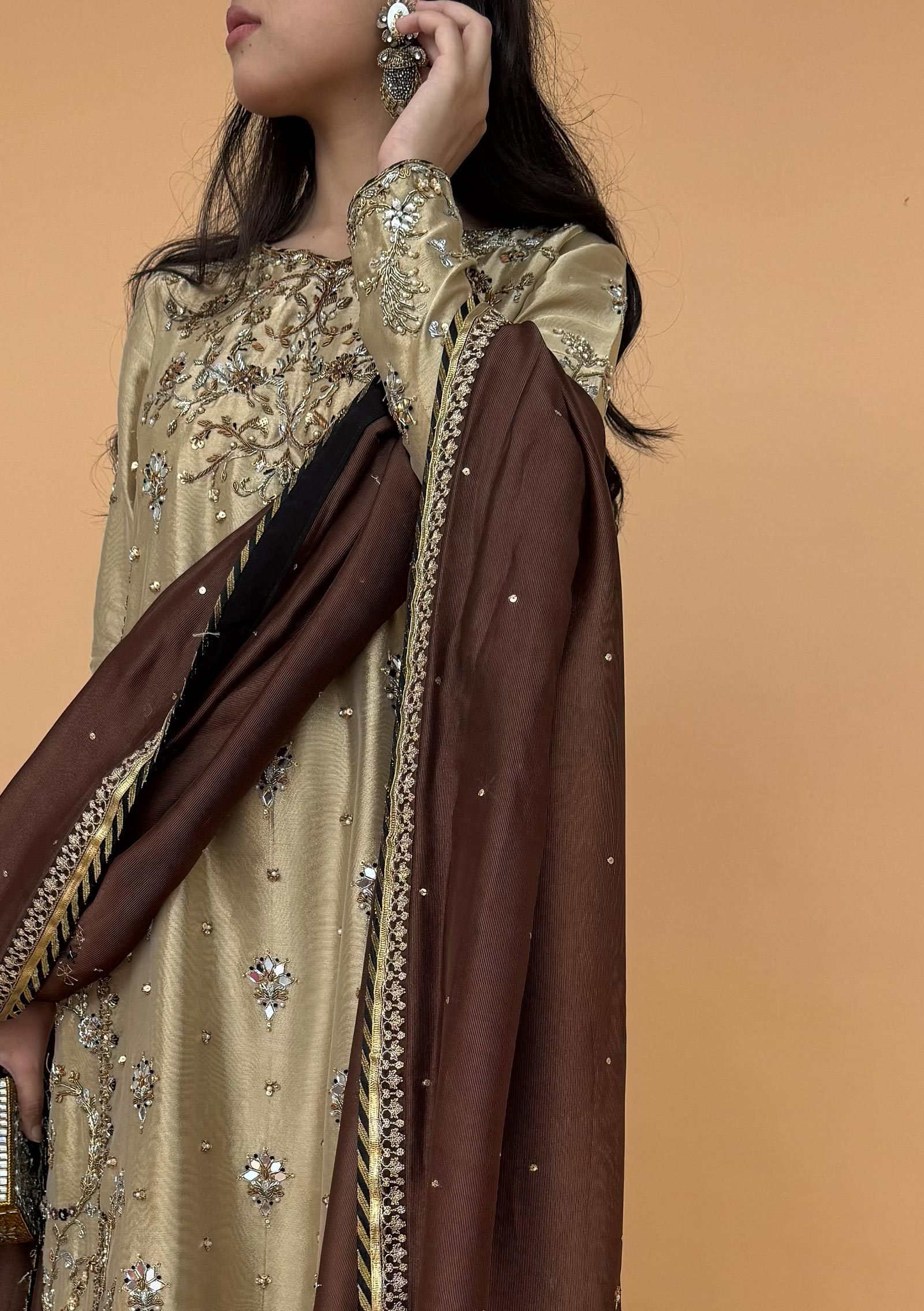 Zoya with Crushed Dhaka Pants & Dupatta