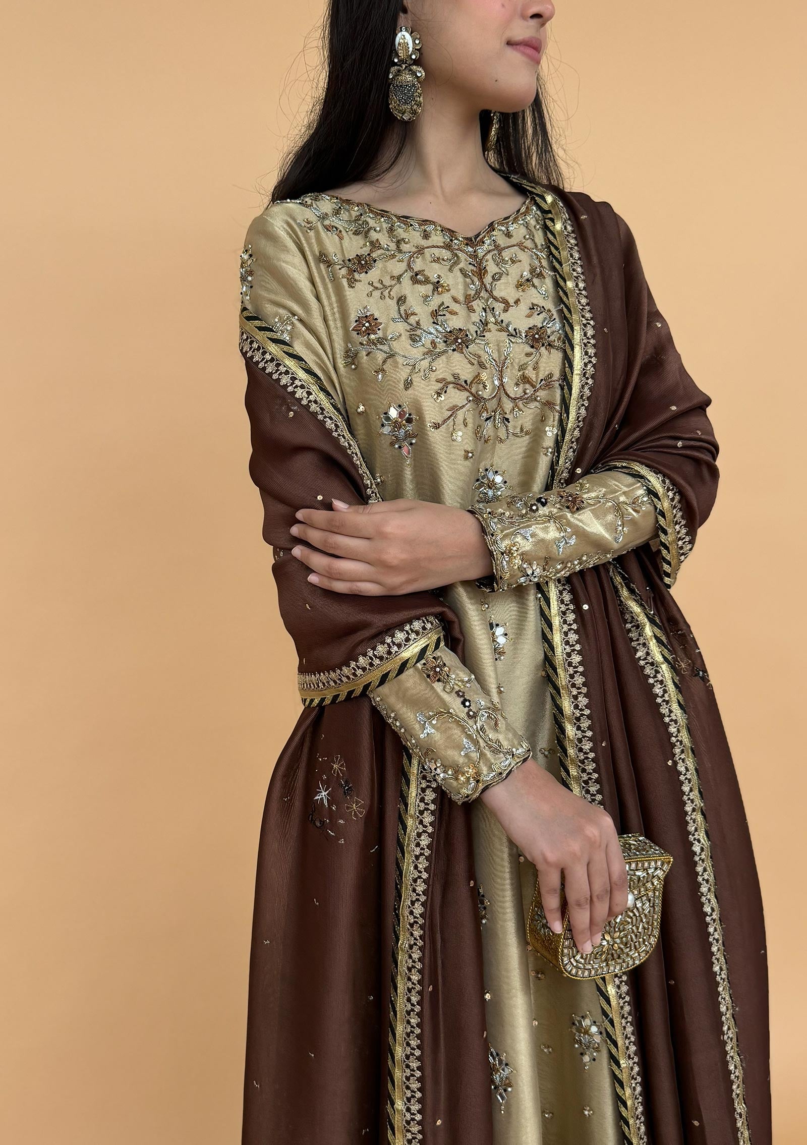 Zoya with Crushed Dhaka Pants & Dupatta
