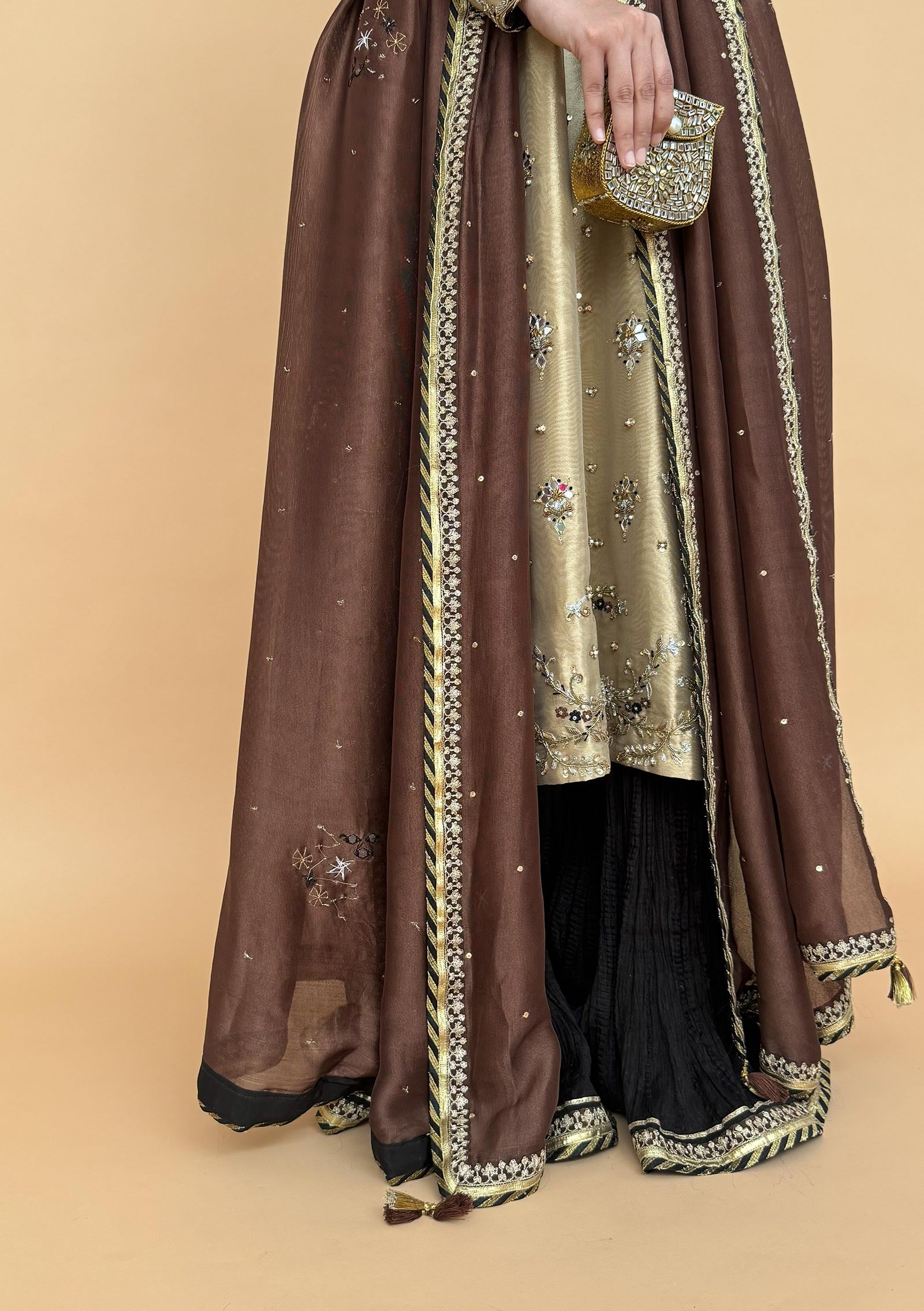 Zoya with Crushed Dhaka Pants & Dupatta