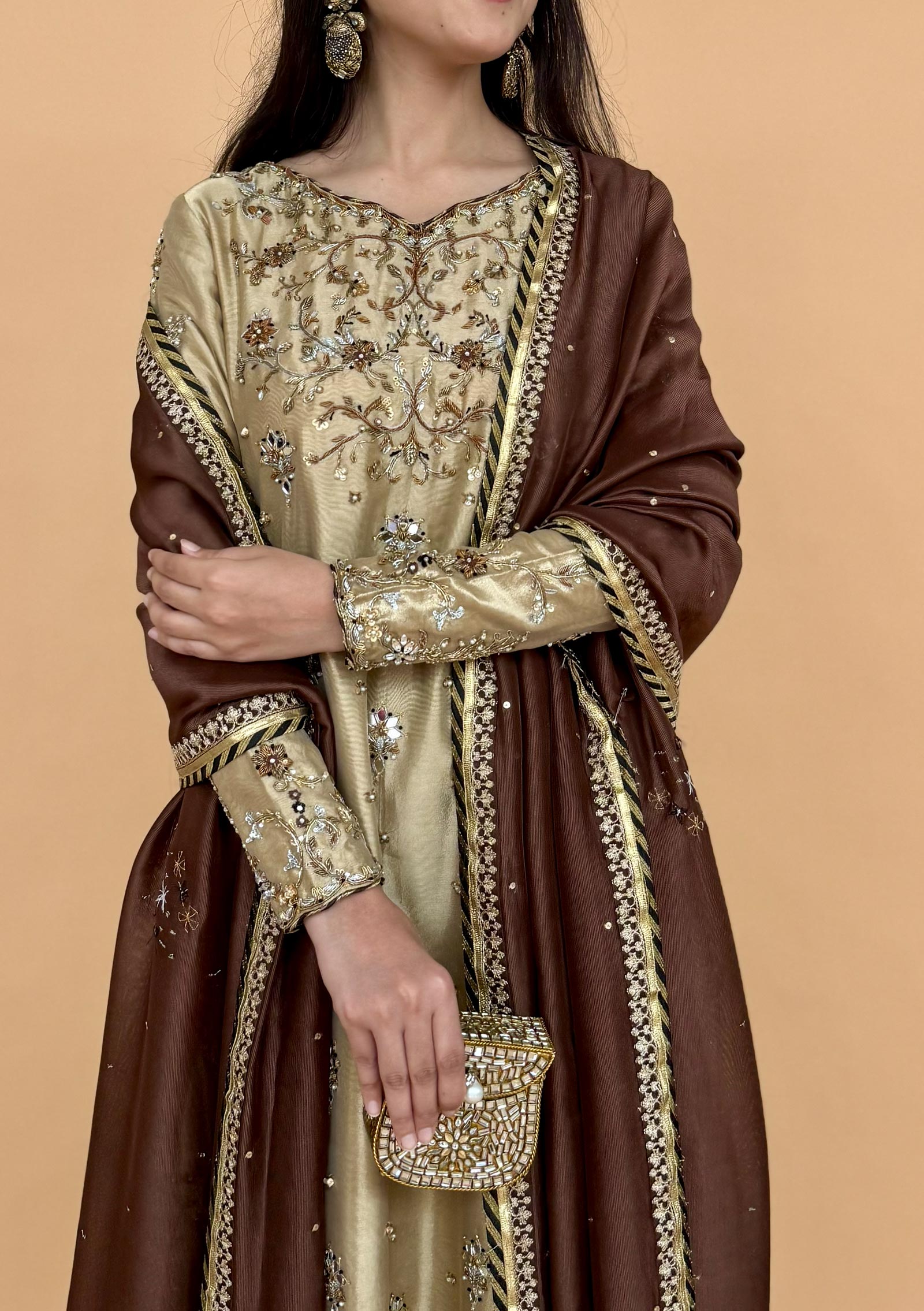 Zoya with Crushed Dhaka Pants & Dupatta