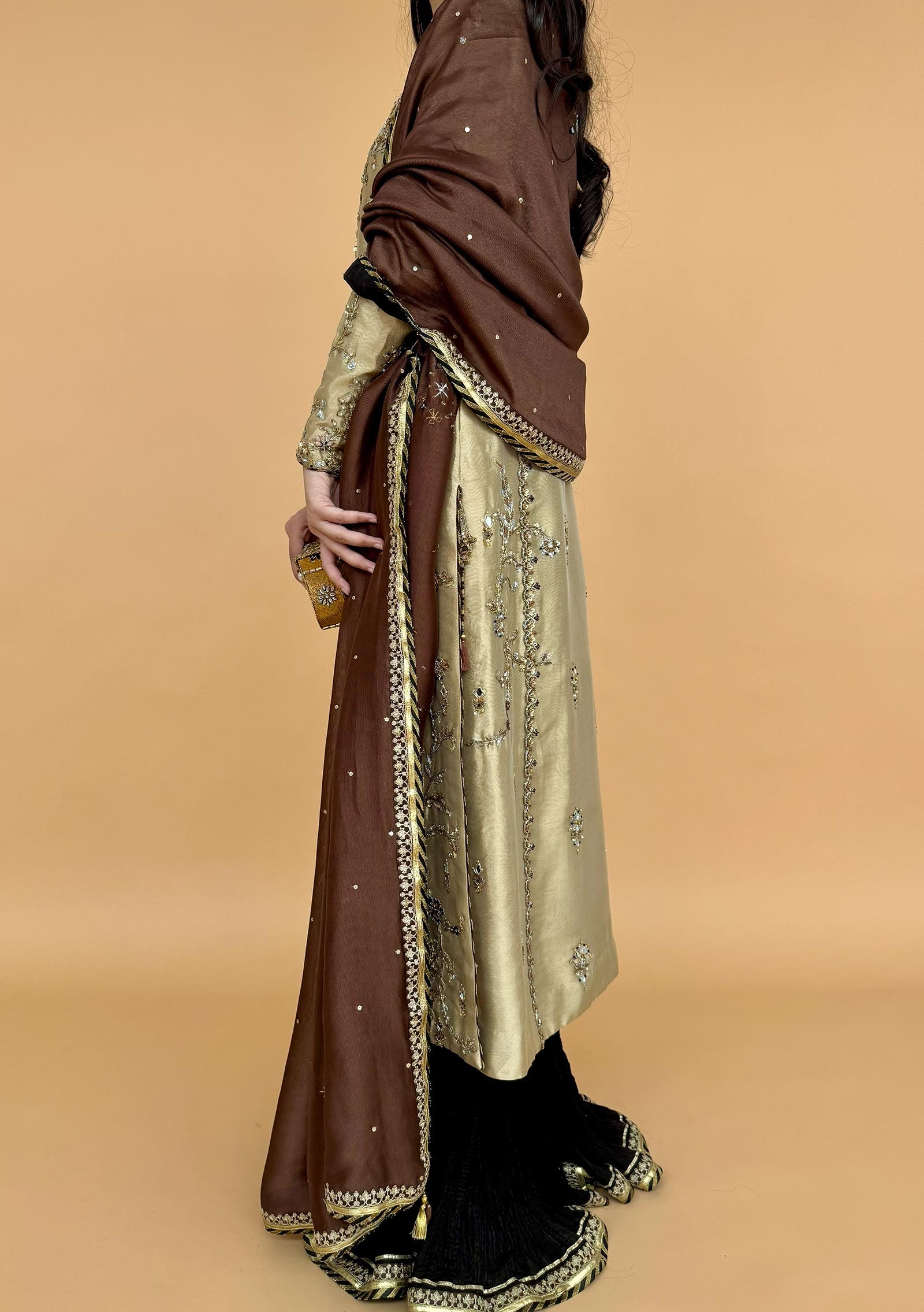 Zoya with Crushed Dhaka Pants & Dupatta