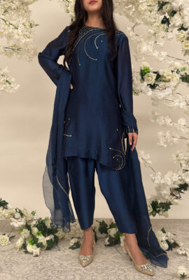 Mavi-with-Shalwar-&-Dupatta Image One